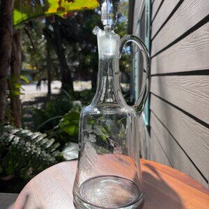 Vintage Butterfly Etched Wine Decanter, by Toscany in Romania, Hand blown glass